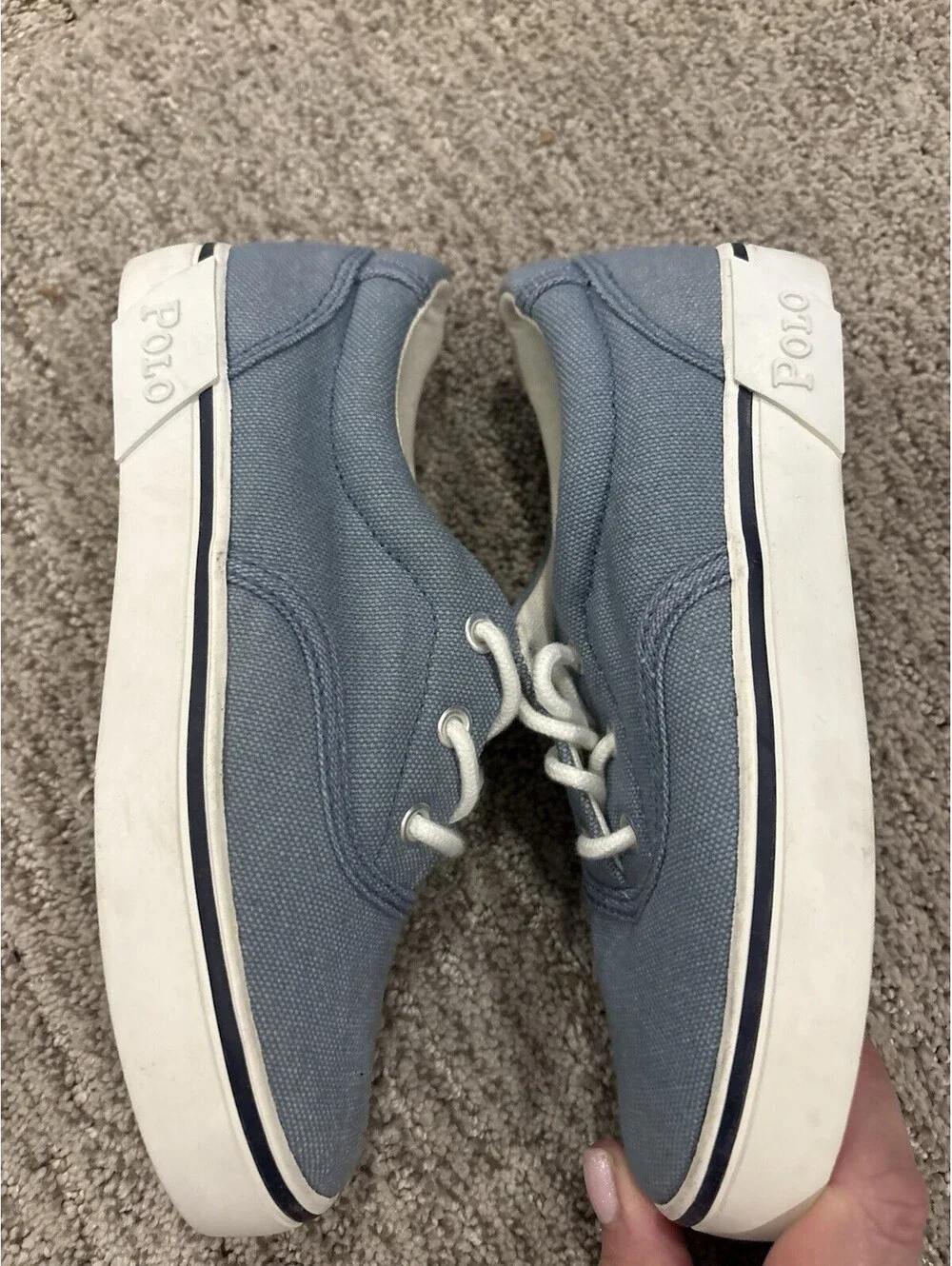 Polo Ralph Lauren Childrens Sneakers Size 13 Chambray Blue Canvas Lace Up